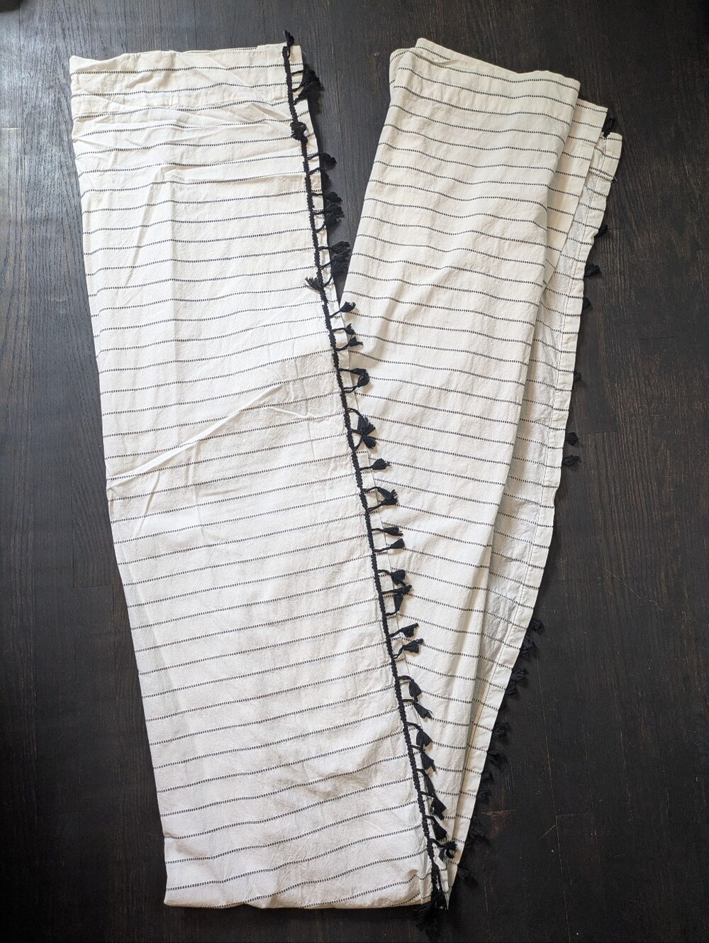 Target Cream Curtain Panel with Gray Railroad Stripes - Set Of 6